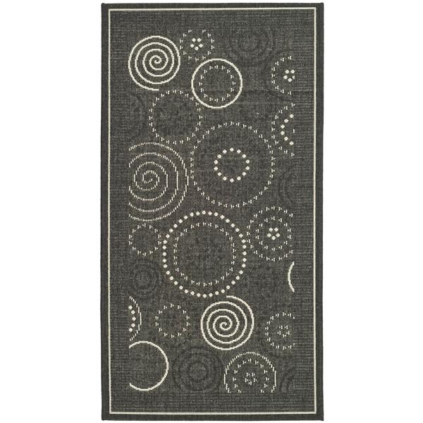 Safavieh Courtyard Geometric Rug - 2-ft 7-in x 5-ft - Black/Sand