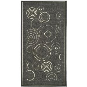 Safavieh Courtyard Geometric Rug - 2-ft 7-in x 5-ft - Black/Sand