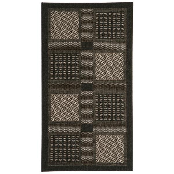 Safavieh Courtyard Geometric Rug - 4-ft x 5-ft 7-in - Black/Sand