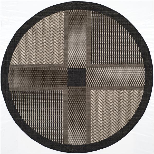 Safavieh Courtyard Geometric Rug - 5-ft 3-in x 5-ft 3-in - Black/Sand
