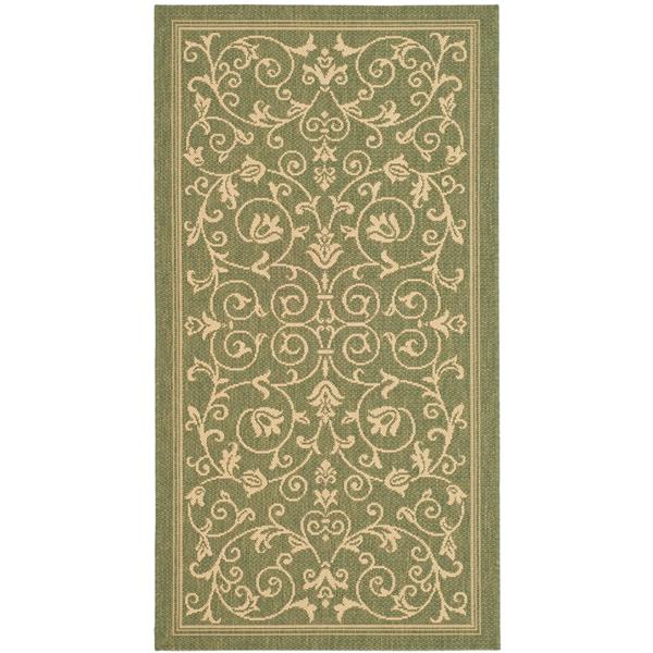 Safavieh Courtyard Floral Rug  - 2-ft 7-in x 5-ft - Olive/Natural