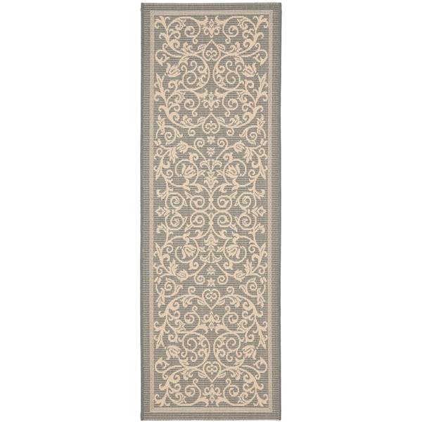 Safavieh Courtyard Floral Rug - 2-ft 3-in x 10-ft - Grey/Natural