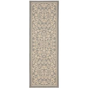 Safavieh Courtyard Floral Rug - 2-ft 3-in x 10-ft - Grey/Natural