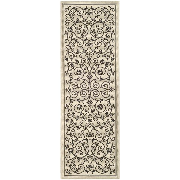 Safavieh Courtyard Floral Rug - 2-ft 3-in x 6-ft 7-in - Sand/Black