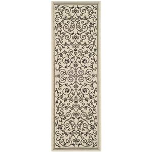 Safavieh Courtyard Floral Rug - 2-ft 3-in x 6-ft 7-in - Sand/Black