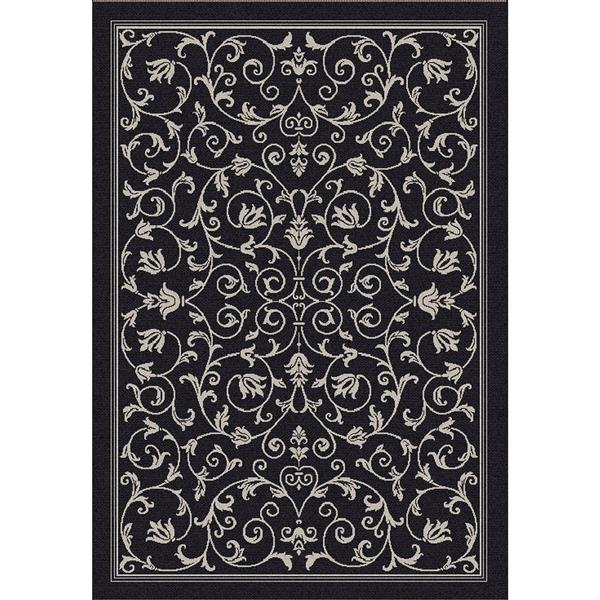 Safavieh Courtyard Floral Rug - 4-ft x 5-ft 7-in - Black/Sand