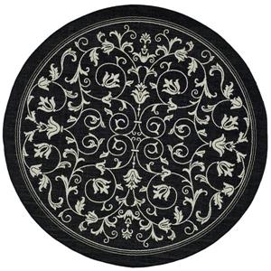 Safavieh Courtyard Floral Rug - 5-ft 3-in x 5-ft 3-in - Black/Sand