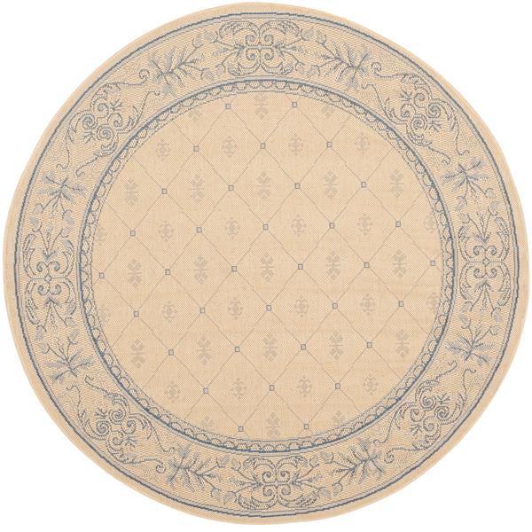 Safavieh Courtyard Border Rug - 5-ft 3-in x 5-ft 3-in - Natural/Blue