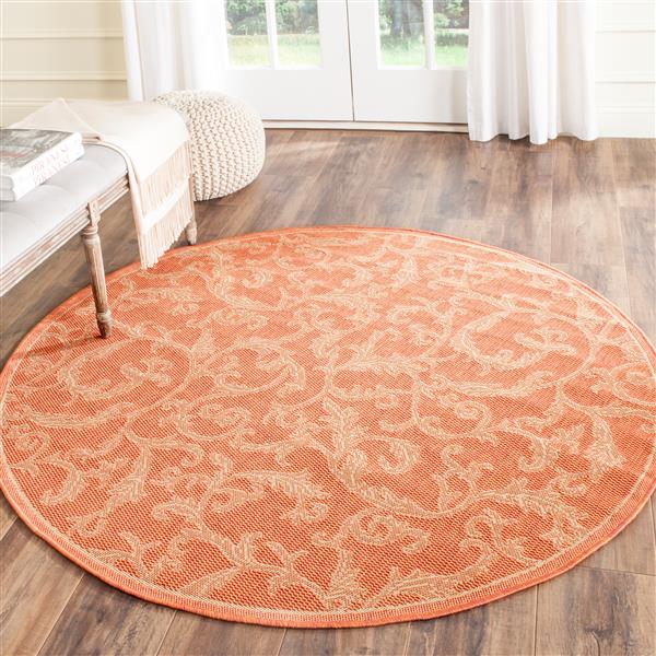 Safavieh Courtyard Floral Rug - 5-ft 3-in x 5-ft 3-in - Terracotta/Natural