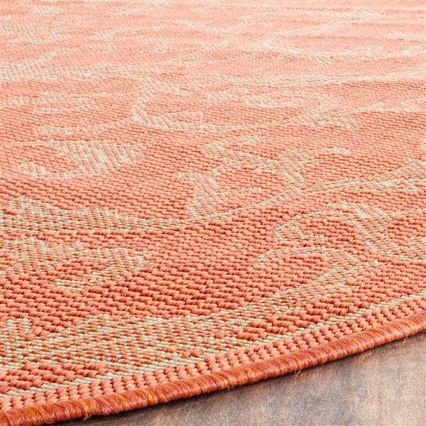 Safavieh Courtyard Floral Rug - 5-ft 3-in x 5-ft 3-in - Terracotta/Natural