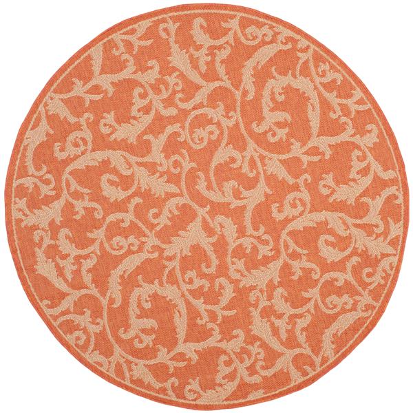 Safavieh Courtyard Floral Rug - 5-ft 3-in x 5-ft 3-in - Terracotta/Natural