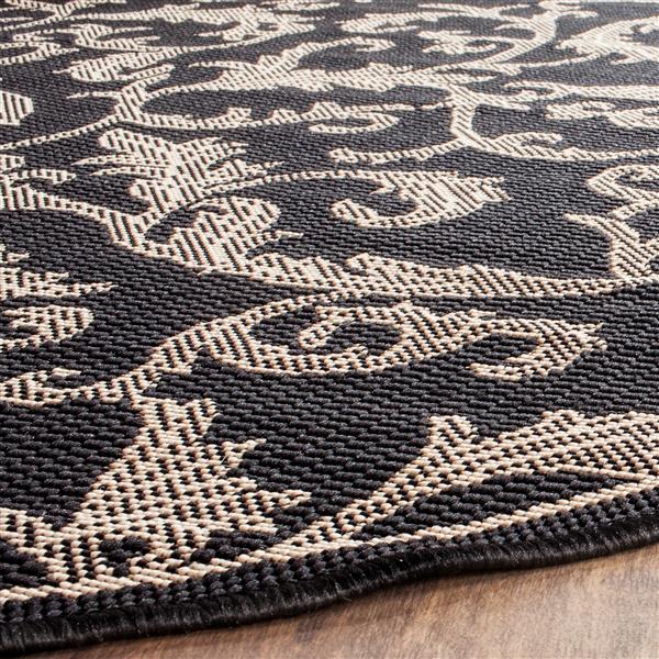 Safavieh Courtyard Floral Rug - 2-ft 7-in x 8-ft 2-in - Black/Sand