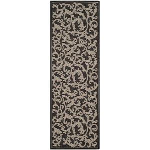 Safavieh Courtyard Floral Rug - 2-ft 7-in x 8-ft 2-in - Black/Sand