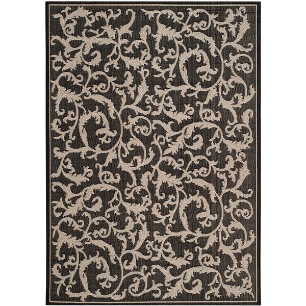 Safavieh Courtyard Floral Rug - 4-ft x 5-ft 7-in - Black/Sand