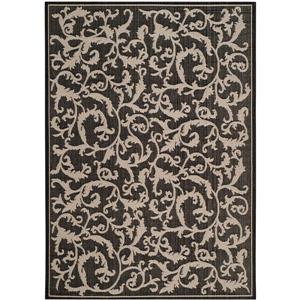 Safavieh Courtyard Floral Rug - 4-ft x 5-ft 7-in - Black/Sand