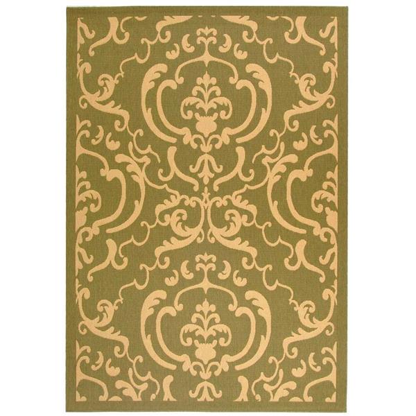 Safavieh Courtyard Damask Rug - 2-ft 7-in x 5-ft -  Olive/Natural