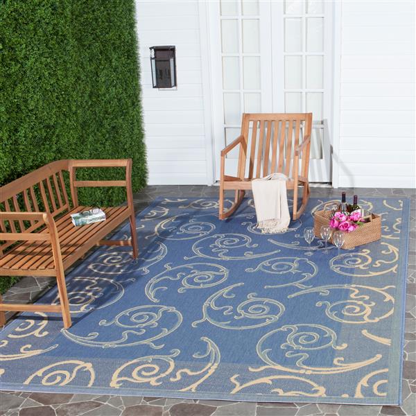 Safavieh Courtyard Floral Rug - 4-ft x 5-ft 7-in - Blue/Natural