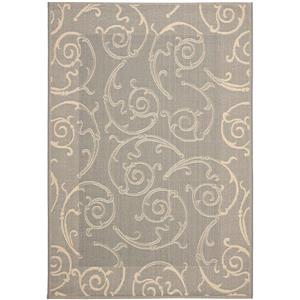 Safavieh Courtyard Floral Rug - 4-ft x 5-ft 7-in -  Grey/Natural