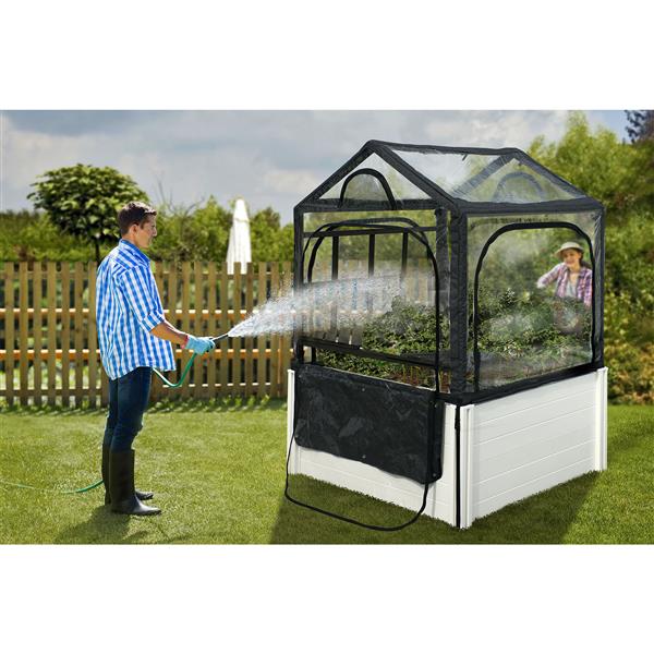 Vita Keyhole with Garden Rack & Greenhouse - 4' x 4' VT17122 | RONA