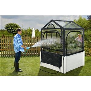 New England Arbors Keyhole with Garden Rack & Greenhouse - 4' x 4'