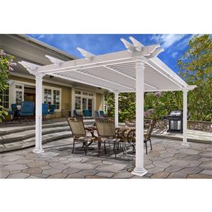 Pergola à persiennes rondes Aberdeen, Blanc, 12'x12'