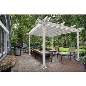 Pergola à persiennes et poteaux ronds Preston, 121"x121"x97"