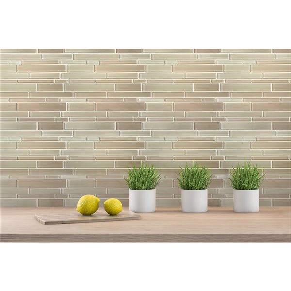 Mono Serra Group Glass Mosaic 12'' x 12'' Skyline - Beige - 5 sq.ft ...