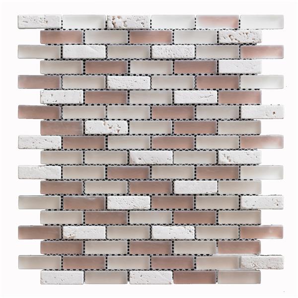 Mosaïque de Verre Dune Beige, 12 po x 12 po, 5 pi2 / Boîte