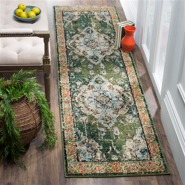 Safavieh Monaco Decorative Rug - 2.2-ft x 8-ft - Forest Green/Light Blue