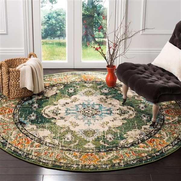 Safavieh Monaco Decorative Rug - 5-ft x 5-ft - Forest Green/Light Blue