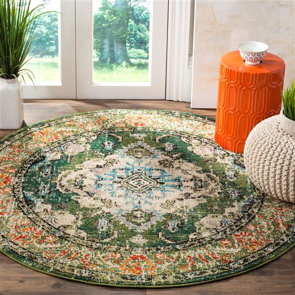 Safavieh Monaco Decorative Rug - 5-ft x 5-ft - Forest Green/Light Blue