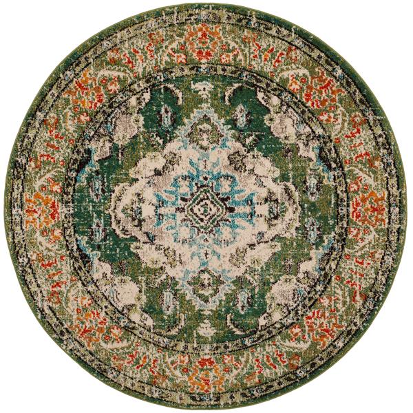 Safavieh Monaco Decorative Rug - 5-ft x 5-ft - Forest Green/Light Blue