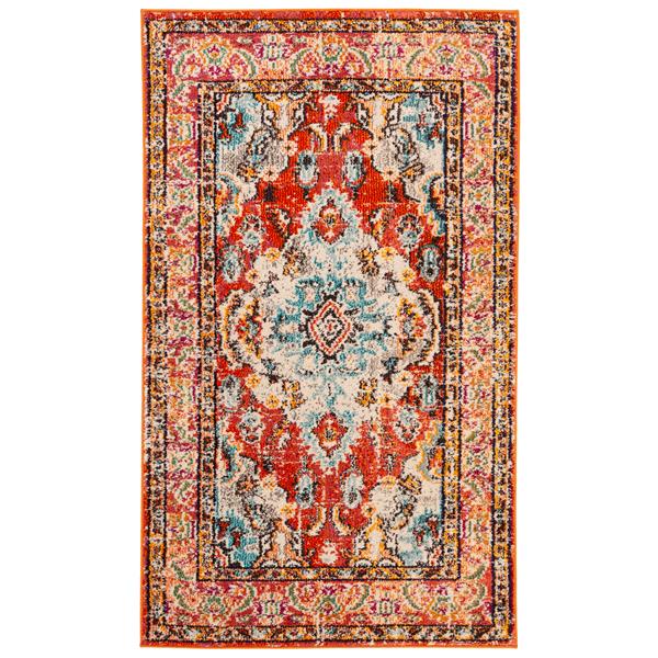 Safavieh Monaco Decorative Rug - 3-ft x 5-ft - Orange/Light Blue