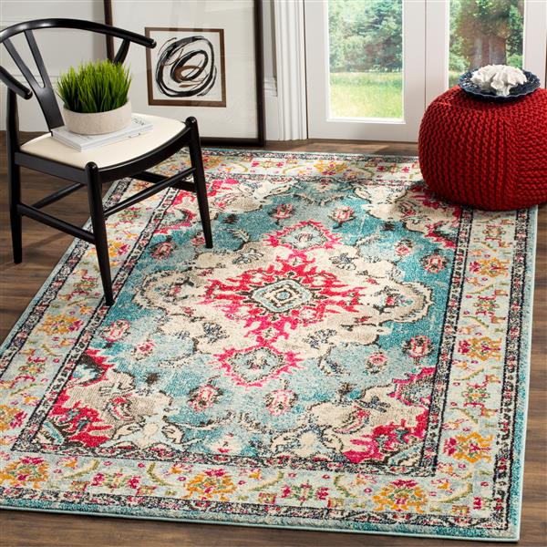 Safavieh Monaco Decorative Rug - 3-ft x 5-ft - Light Blue/Fuchsia