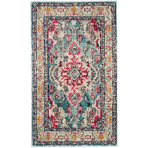 Safavieh Monaco Decorative Rug - 3-ft x 5-ft - Light Blue/Fuchsia