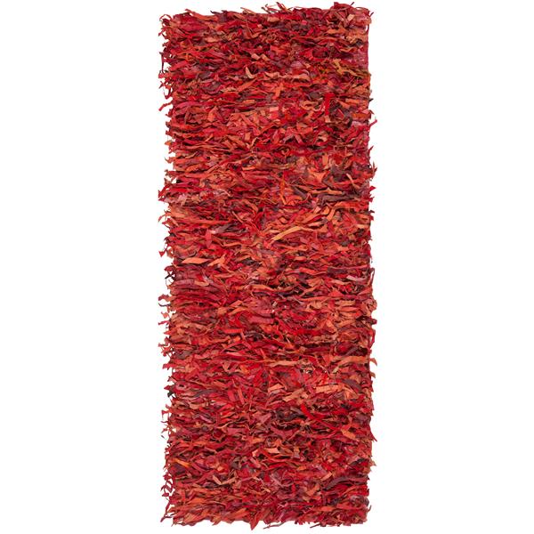 Safavieh Leather Shag Decorative Rug - 2.3-ft x 6-ft - Red