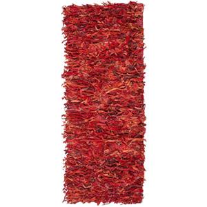 Safavieh Leather Shag Decorative Rug - 2.3-ft x 6-ft - Red