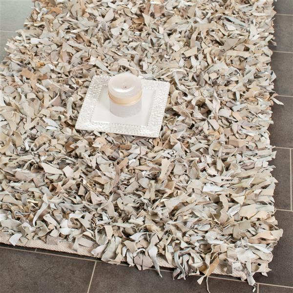 Safavieh Leather Shag Decorative Rug - 2.3-ft x 9-ft - White