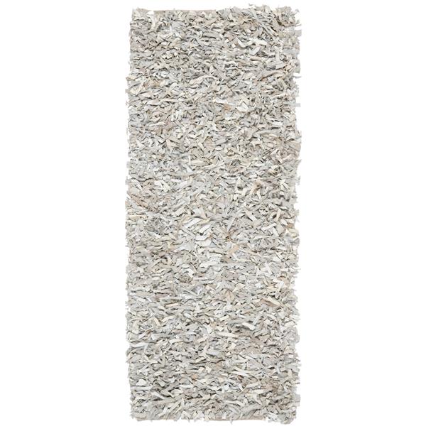 Safavieh Leather Shag Decorative Rug - 2.3-ft x 9-ft - White