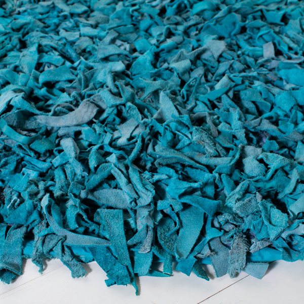 Safavieh Leather Shag Decorative Rug - 4-ft x 4-ft - Light Blue