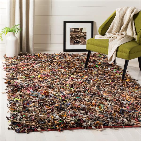 Safavieh Leather Shag Decorative Rug - 4-ft x 6-ft - Multi