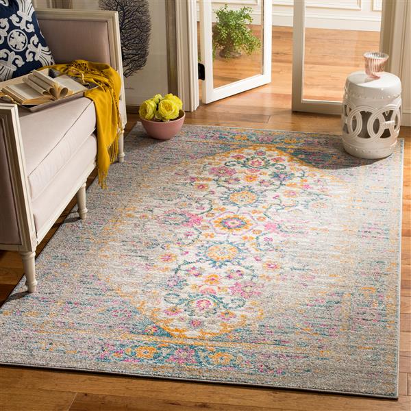 Safavieh Madison Decorative Rug - 5.1-ft x 7.5-ft - Light Grey/Fuchsia