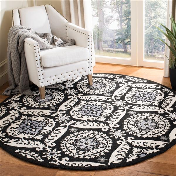 Safavieh Chelsea Round Rug - 3-ft x 3-ft - Black/Ivory