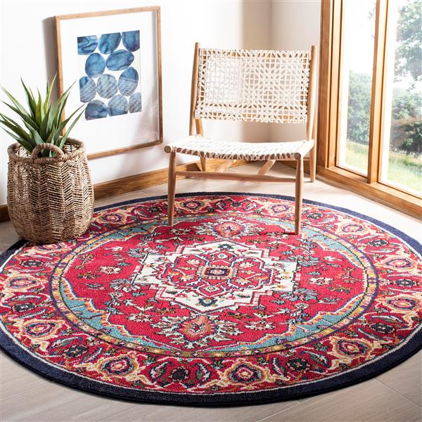 Safavieh Monaco Round Rug - 6-ft x 6-ft - Red/Turquoise