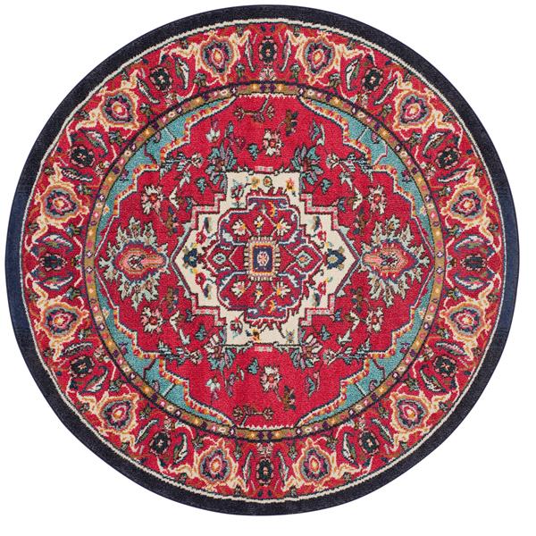 Safavieh Monaco Round Rug - 6-ft x 6-ft - Red/Turquoise