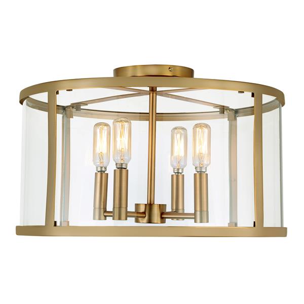 JVI Designs Bryant four light semiflush ceiling light Brass 16.25in 306110 RONA