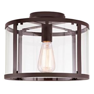JVI Designs Bryant one light semi-flush ceiling light - Bronze- 11.75-in