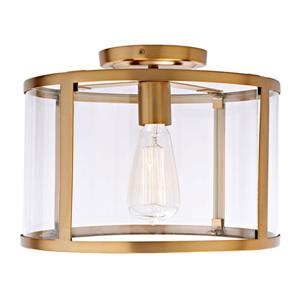 JVI Designs Bryant one light semi-flush ceiling light - Brass - 11.75-in