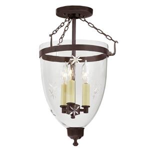 JVI Designs Three light Danbury bell lantern star glass - Bronze - 18-in