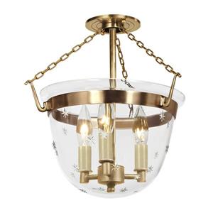 JVI Designs Small semi flush classic lantern star glass - Brass -14-in x 13-in